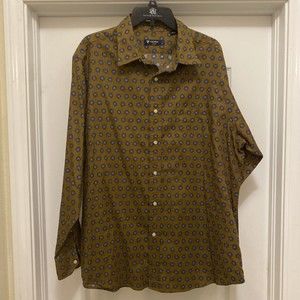 Cremieux classics Button Shirt Blue Western geometric brown mens xl blue black